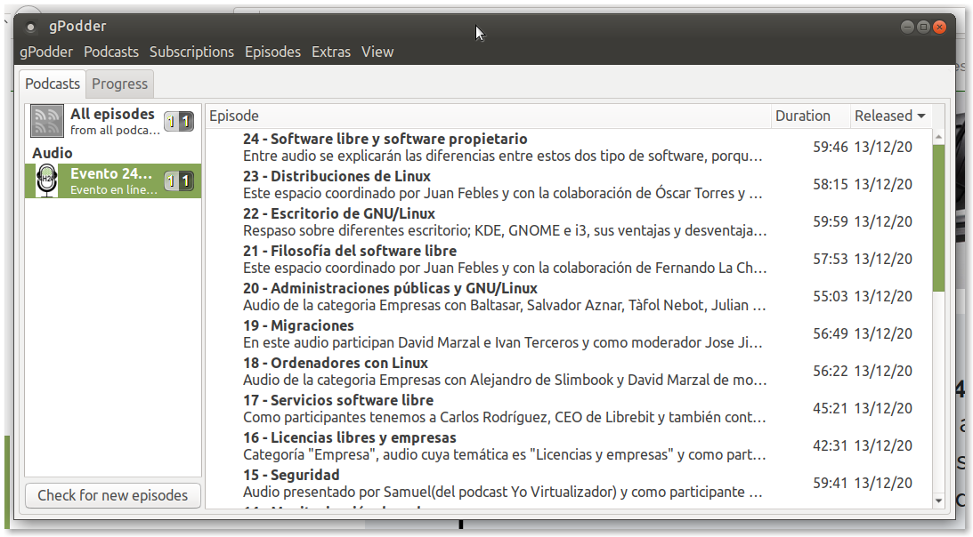 gPodder exemple d'ús 2